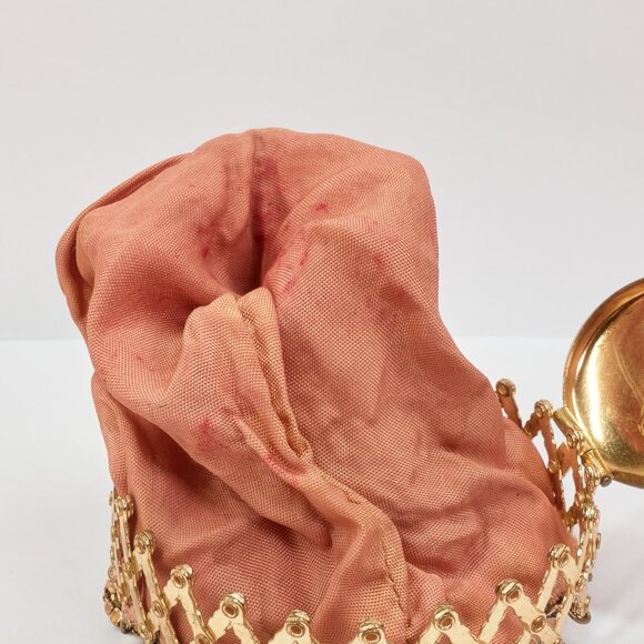 Whiting & Davis Mesh Purse / Vintage Gold Tone Metal Evening Bag / Made in USA - Picture 8 of 12